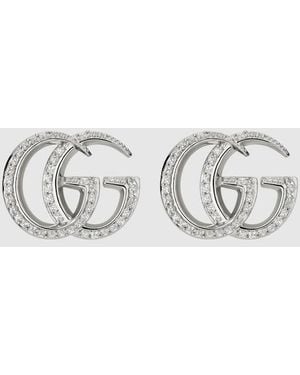 Gucci Gg Marmont Crystal Stud Earrings - Metallic