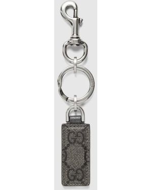 Gucci 〔オフィディア〕フック クロージャー付き キーチェーン, グレー, Ggキャンバス - メタリック