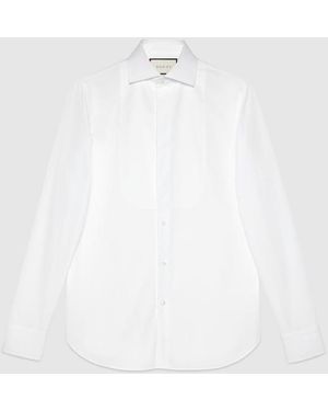 Gucci Sea Island Cotton Plastron Shirt, Ready-To-Wear - White