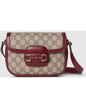 Gucci 〔グッチ ホースビット 1955 ソフト〕スモール ショルダーバッグ, ボルドー, Ggキャンバス - ピンク