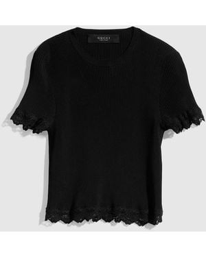 Gucci Fine Matte Viscose Rib Top, Size S, Ready-To-Wear - Black