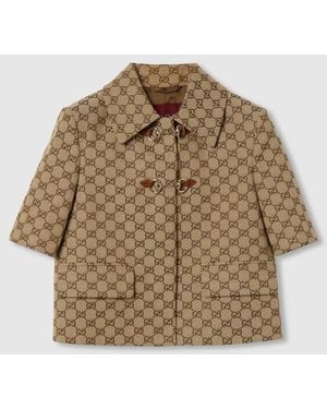 Gucci Gg Jacket With Horsebit - Brown