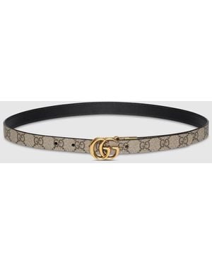 GUCCI ベージュ GGパターン ベルト レディース オーバル バックル付き GG ベルトベージュ＆ダークブラウン