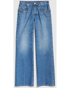 Gucci Bootcut Cotton Denim Pants With Horsebit - Blue
