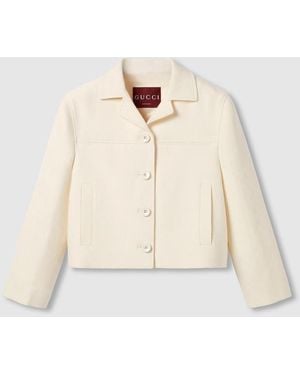 Gucci Gg Wool Silk Crêpe Jacquard Jacket, Ready-To-Wear - Natural