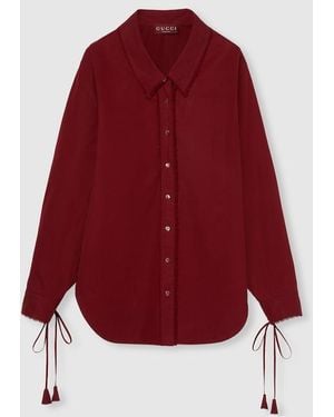 Gucci Cotton Popeline Shirt With Ties And Laces Profiles - Red