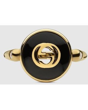 Gucci Interlocking 18K Ring - Black