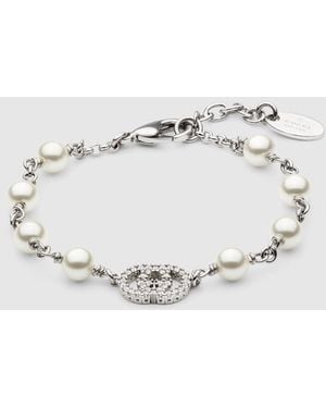 Gucci Pearl And Crystal Charm Bracelet - Metallic