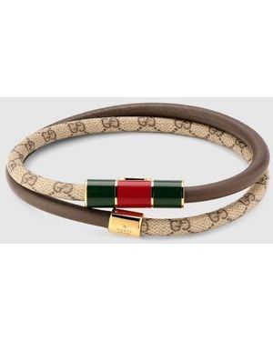 Gucci Wrap Bracelet With Enamel Web Tag - Metallic
