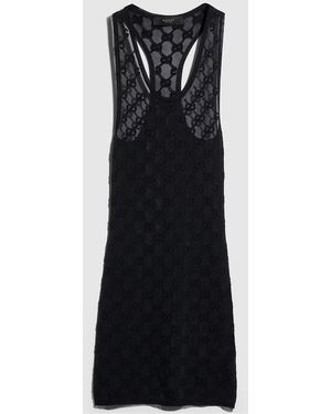 ganni printed mesh dress Ganni Women's Floral Mesh Draped Midi-Dress - Phantom