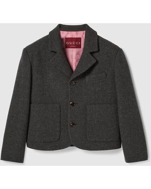 Gucci ヘビーウールフランネル ジャケット, グレー, ウェア - ブラック