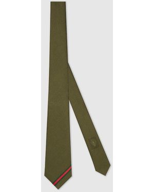 Gucci Web Silk Jacquard Tie - Green