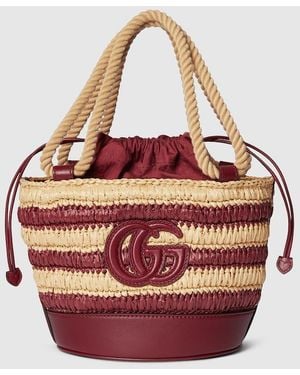 Gucci Woven Mini Bucket Bag, Fabric - Red