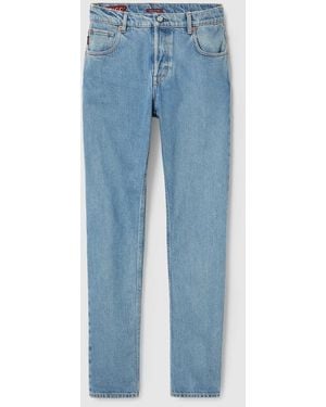 Gucci Tapered Denim Pant With Web - Blue