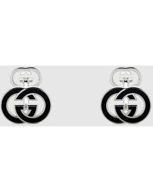 Gucci Interlocking Enamel Cufflinks - Black
