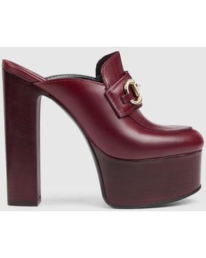 Gucci Platform Mules With Horsebit - Red