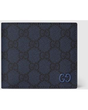 Gucci Bordeaux Interior Gg Coin Wallet, Gg Canvas - Blue