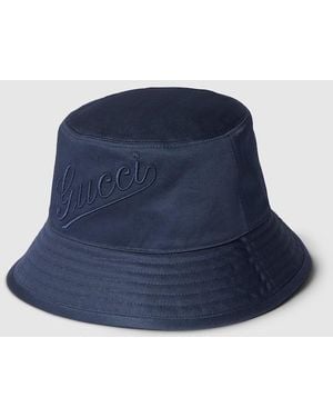 Gucci コットン バケットハット, ブルー, オリジナルGg