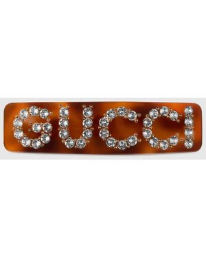 Gucci グッチクリスタル グッチ シングル ヘアバレッタ - ブラウン