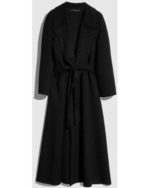 Gucci Silk Wool Coat With Gg Inside, Size 46 It, Ready-To-Wear - Black