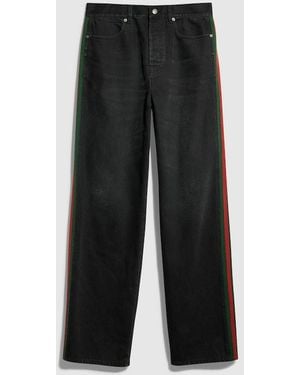 Gucci Cotton Denim Pants With Web Insert - Black