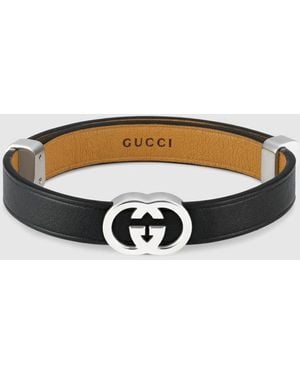 Gucci Interlocking Leather Bracelet - Brown