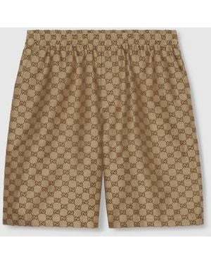 Gucci Monogram Relaxed-fit Linen-blend Shorts - Natural