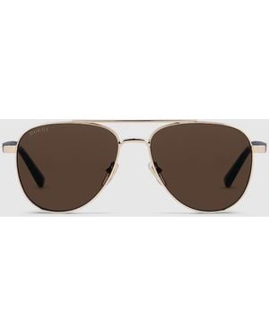 Gucci Aviator Frame Sunglasses - Brown