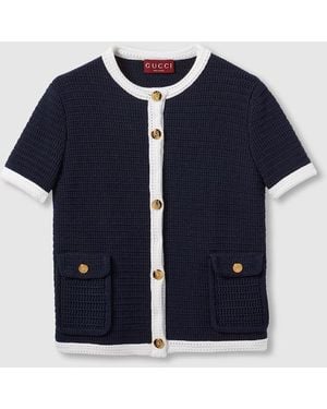 Gucci ファインコットン カーディガン, ブルー, ウェア