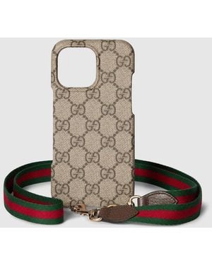 Gucci Ophidia Lanyard Iphone 16 Pro Max Holder, Gg Canvas - Brown