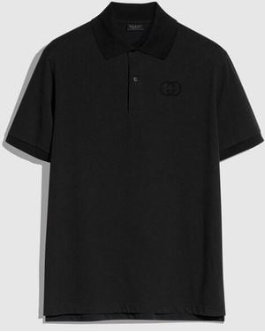 Gucci Cotton Jersey Polo Shirt With Interlocking G, Size S, Ready-To-Wear - Black