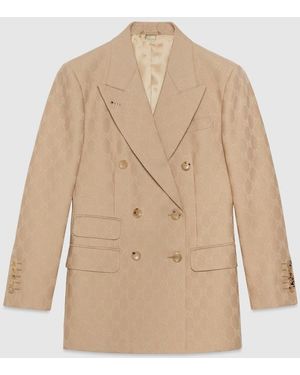 Gucci Gg Wool Jacquard Jacket - Natural