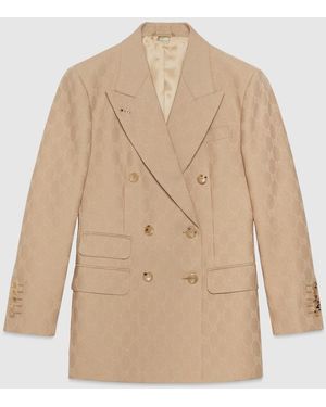 Gucci Gg Wool Jacquard Jacket - Natural