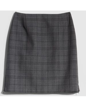 Gucci Checked Fine Wool Mini Skirt, Size 42 It, Ready-To-Wear - Gray