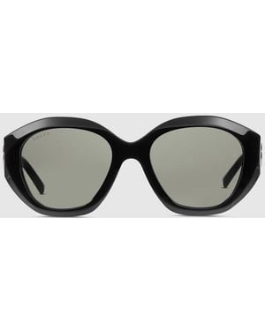 Gucci Geometric-Frame Sunglasses - Brown