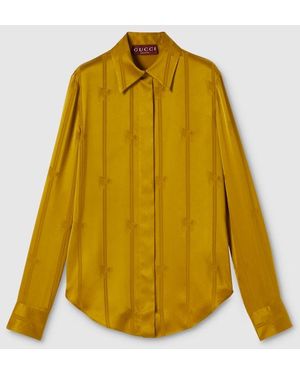 Gucci Equestrian Silk Jacquard Shirt - Yellow
