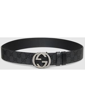 Gucci Reversible Belt With Interlocking G Buckle, Size 115, Leather - Black