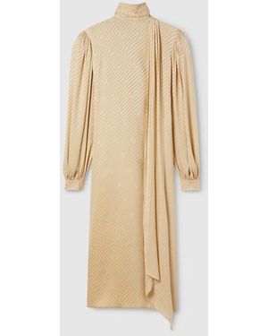 Gucci Diagonal Gg Silk Jacquard Dress - Natural
