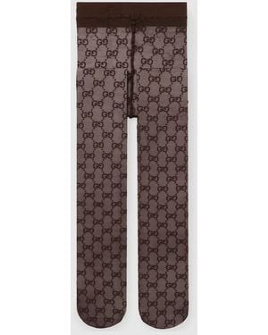 Gucci Gg Stretch Nylon Tights - Brown