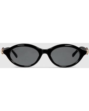 Gucci Oval-Frame Sunglasses - Black