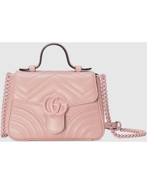 Gucci 〔GGマーモント〕ミニ トップハンドルバッグ, ピンク, Leather
