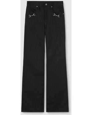 Gucci Cotton Denim Pants With Horsebit Detail - Black