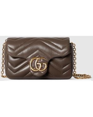 Gucci Gg Marmont Mini Shoulder Bag, Leather - Brown