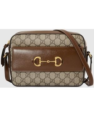 Gucci 〔グッチ ホースビット 1955〕スモール カメラバッグ, ベージュ, Ggキャンバス - メタリック