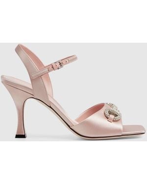 Gucci Sandal With Crystal Horsebit, Size 34 It - Pink