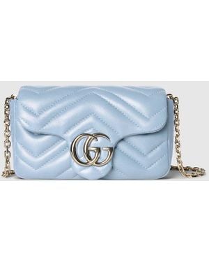 Gucci Gg Marmont Mini Shoulder Bag, Leather - Blue