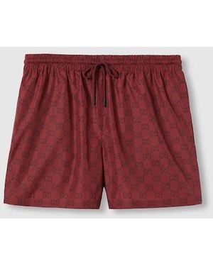 Gucci Gg Print Nylon Swim Short, Ready-To-Wear - Red