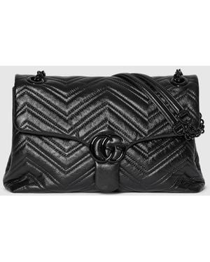 Gucci Gg Marmont Medium Shoulder Bag, Leather - Black