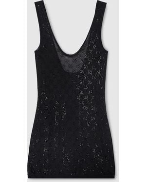 Gucci Gg Crystal Embroidered Dress - Black