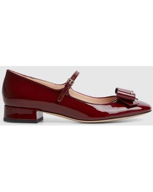 Gucci ボウ付き ウィメンズ フラットバレエシューズ, ボルドー, レザー - レッド